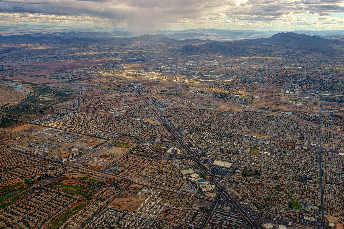 Airplane view of the Las Vegas Valley.