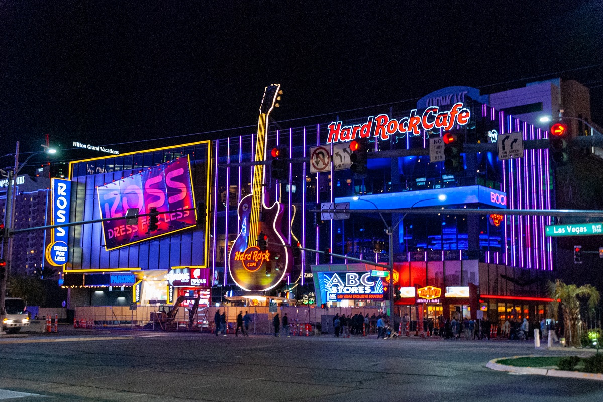 Photo of Las Vegas at night.