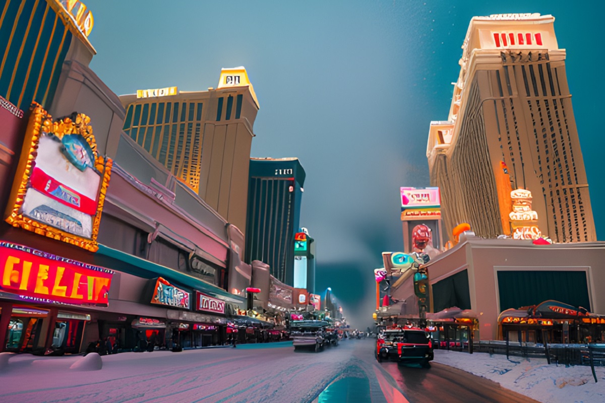 Rendering of snow on the Las Vegas Strip.
