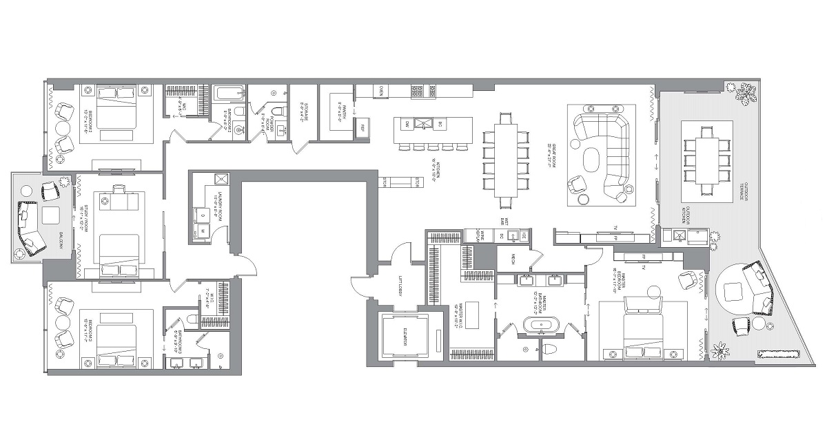 Floorplan for the Four Seasons Private Residences in Las Vegas.