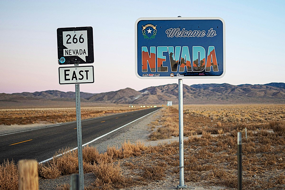 State of Nevada sign.