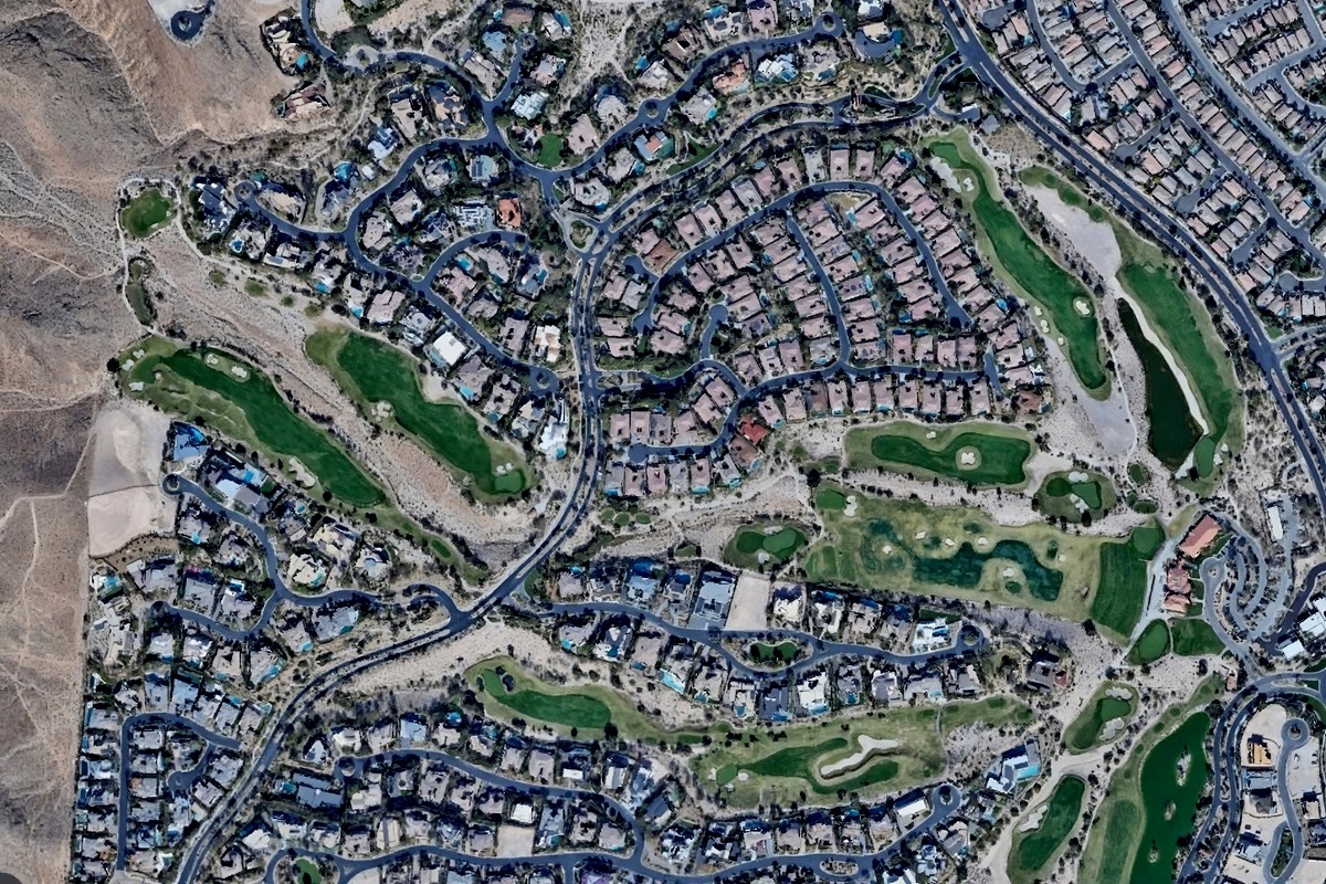 Top-down view of a golf course in Summerlin.