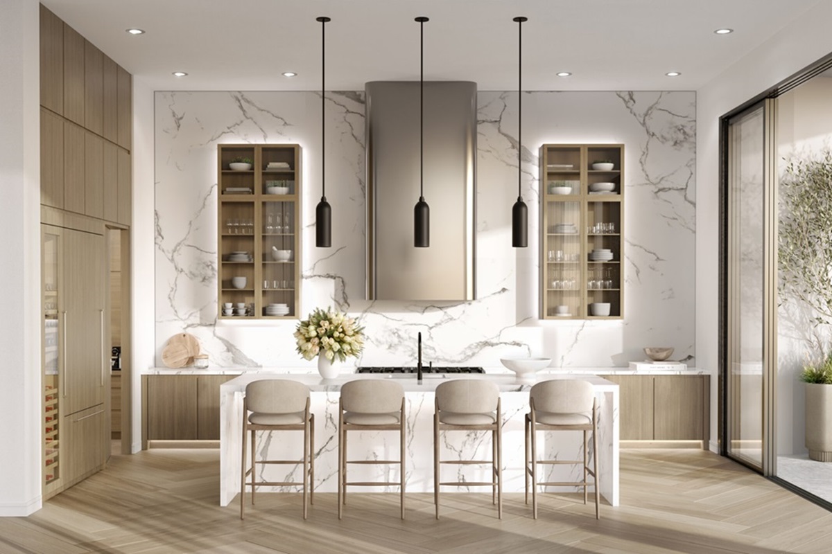 Rendering of a kitchen at Cello Tower.