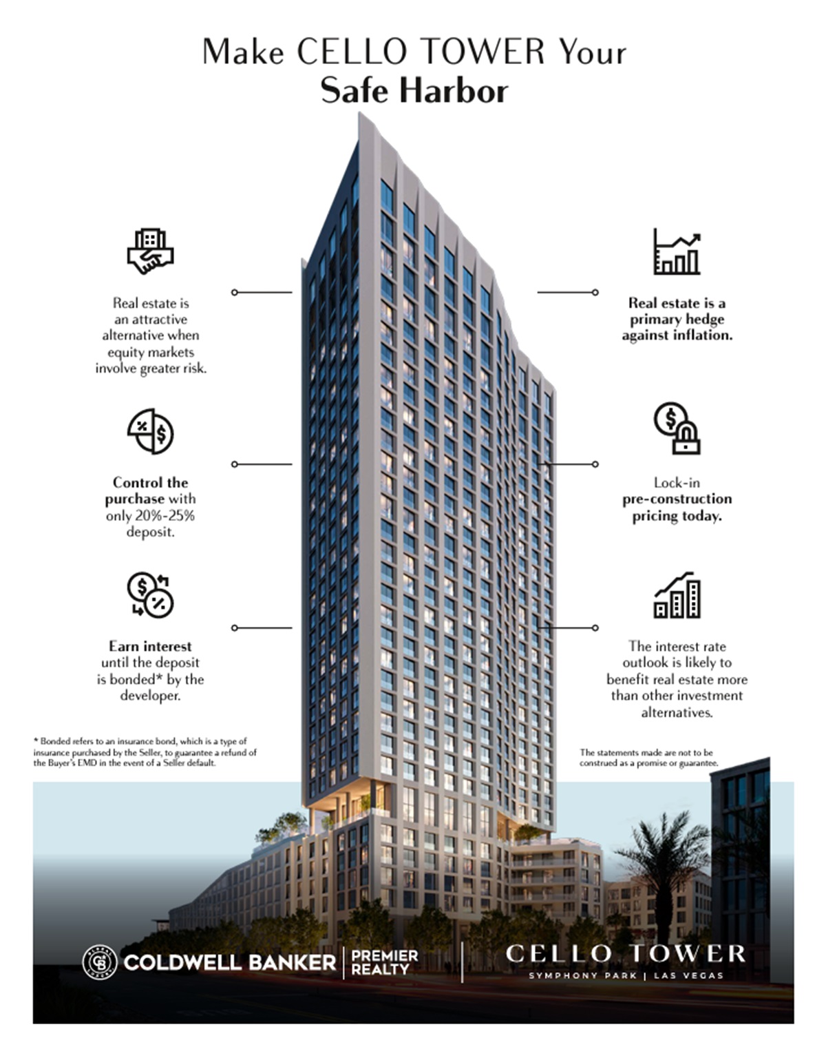 Promotional graphic for Cello Tower highlighting investment benefits and key features of the building.